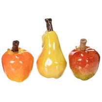 Article Ensemble de fruits artificiels (pomme et poire) décoratif, automne, 12 cm, 3 pièces
