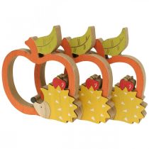 Article Figurine décorative automne, pomme avec hérisson, décoration en bois 16,5×15cm 3pcs