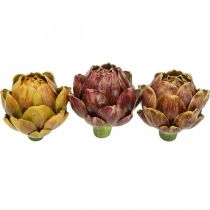 Artichaut Légumes Artificiels Déco Colorés Assortis H10.5cm 3pcs