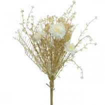 Bouquet artificiel asters et gypsophile beige, blanc 43cm