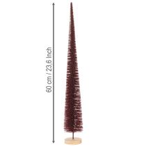 Article Sapin de Noël décoratif, silhouette fine sur socle en bois, 60 cm