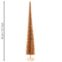 Article Décoration de sapin de Noël artificiel, fine, avec base en bois, 40 cm, 3 pièces