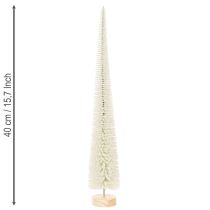 Article Sapin de Noël décoratif avec socle en bois pour décoration hivernale, 40 cm, 3 pièces