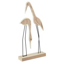 Article Support figurine en bois paire de grues naturel 27,5×13cm 2 pcs