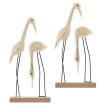 Article Support figurine en bois paire de grues naturel 27,5×13cm 2 pcs