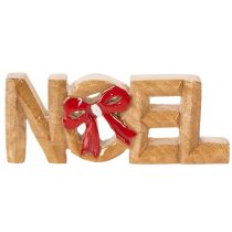 Article Décoration de Noël en bois « Noel » avec nœud rouge, 18 cm