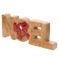 Article Décoration de Noël en bois « Noel » avec nœud rouge, 18 cm