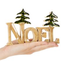 Article Décoration de Noël en bois "Noel" avec deux sapins 18 cm