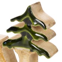 Article Décoration de Noël en bois "Noel" avec deux sapins 18 cm