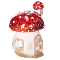 Article Décoration maison champignon en céramique rouge et blanche 21 cm pour bougie chauffe-plat