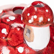 Article Décoration maison champignon en céramique rouge et blanche 21 cm pour bougie chauffe-plat