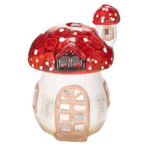 Article Décoration maison champignon en céramique rouge et blanche 21 cm pour bougie chauffe-plat