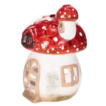 Article Décoration maison champignon en céramique rouge et blanche 21 cm pour bougie chauffe-plat