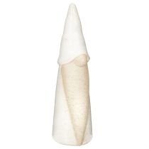 Article Figurine de Noël en céramique - Lutin décoratif - 22 cm - Blanc et naturel