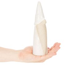 Article Figurine de Noël en céramique - Lutin décoratif - 22 cm - Blanc et naturel