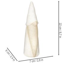 Article Figurine de Noël en céramique - Lutin décoratif - 22 cm - Blanc et naturel