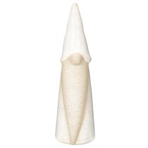 Article Figurine de Noël en céramique - Lutin décoratif - 22 cm - Blanc et naturel