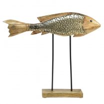 Poisson en bois avec décoration en métal décoration poisson 35x7x29,5cm