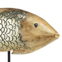 Article Poisson en bois avec décoration en métal décoration poisson 35x7x29,5cm