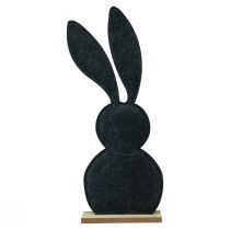 Article Décoration de table Lapin de Pâques en feutre noir avec coeur 45cm 3 pcs