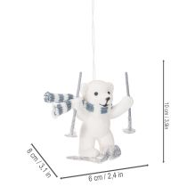 Article Ange décoratif ours polaire sur skis avec écharpe 10 cm set de 2