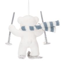 Article Ange décoratif ours polaire sur skis avec écharpe 10 cm set de 2