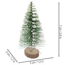 Article Mini sapins de Noël artificiels enneigés, 6 cm, lot de 12, pour décorer votre table pendant les fêtes.