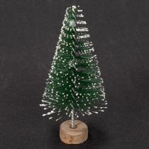 Article Mini sapins de Noël artificiels enneigés, 6 cm, lot de 12, pour décorer votre table pendant les fêtes.