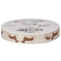 Article Ruban décoratif en polyester motif teckel crème et marron 15 mm x 18 m pour DIY et décoration intérieure