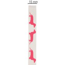 Article Ruban décoratif en polyester motif teckel rose 15 mm 18 m