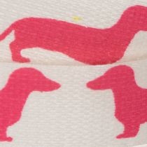 Article Ruban décoratif en polyester motif teckel rose 15 mm 18 m