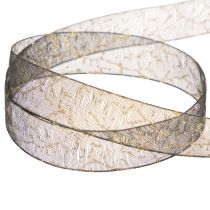 Article Ruban Organza Transparent Noir et Doré 15mm x 20m pour Décoration