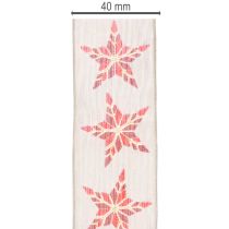 Article Ruban décoratif beige avec étoiles rouges fil de fer 40mm 15m