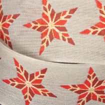 Article Ruban décoratif beige avec étoiles rouges fil de fer 40mm 15m