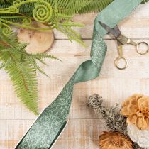 Article Ruban décoratif en polyester avec motif classique 40mm x 15m vert sauge