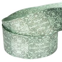 Article Ruban décoratif en polyester avec motif classique 40mm x 15m vert sauge