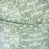 Article Ruban décoratif en polyester avec motif classique 40mm x 15m vert sauge