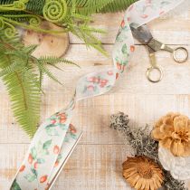 Article Ruban décoratif d'automne en polyester avec motif de baies et feuilles, 40 mm x 18 m