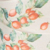 Article Ruban décoratif d'automne en polyester avec motif de baies et feuilles, 40 mm x 18 m
