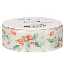 Article Ruban décoratif d'automne en polyester avec motif de baies et feuilles, 40 mm x 18 m