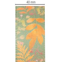 Article Ruban décoratif en tissu motif feuilles d’automne, 40 mm x 15 m