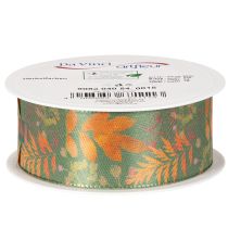 Article Ruban décoratif en tissu motif feuilles d’automne, 40 mm x 15 m