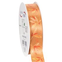 Article Ruban décoratif d'automne en polyester avec motif feuilles 25 mm x 18 m