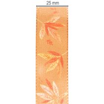 Article Ruban décoratif automnal en polyester avec motif de feuilles, 25 mm x 18 m