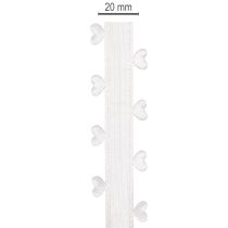 Article Ruban décoratif blanc avec motif cœur 20 mm x 15 m en polyester