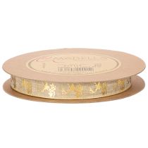 Article Ruban décoratif de Noël avec motif de cerf en polyester 15mm x 15m beige et doré