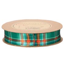 Article Ruban cadeau à motif écossais vert et rouge 25 mm x 20 m en polyester pour décoration intérieure