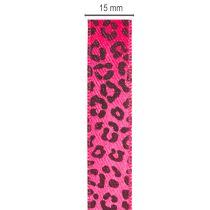 Article Ruban décoratif motif léopard rose 15mm x 18m polyester