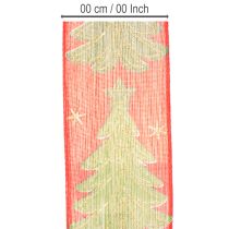 Article Ruban décoratif tissu sapins et étoiles 40mm 15m rouge, vert et doré
