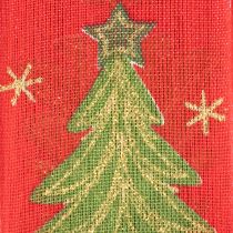 Article Ruban décoratif tissu sapins et étoiles 40mm 15m rouge, vert et doré
